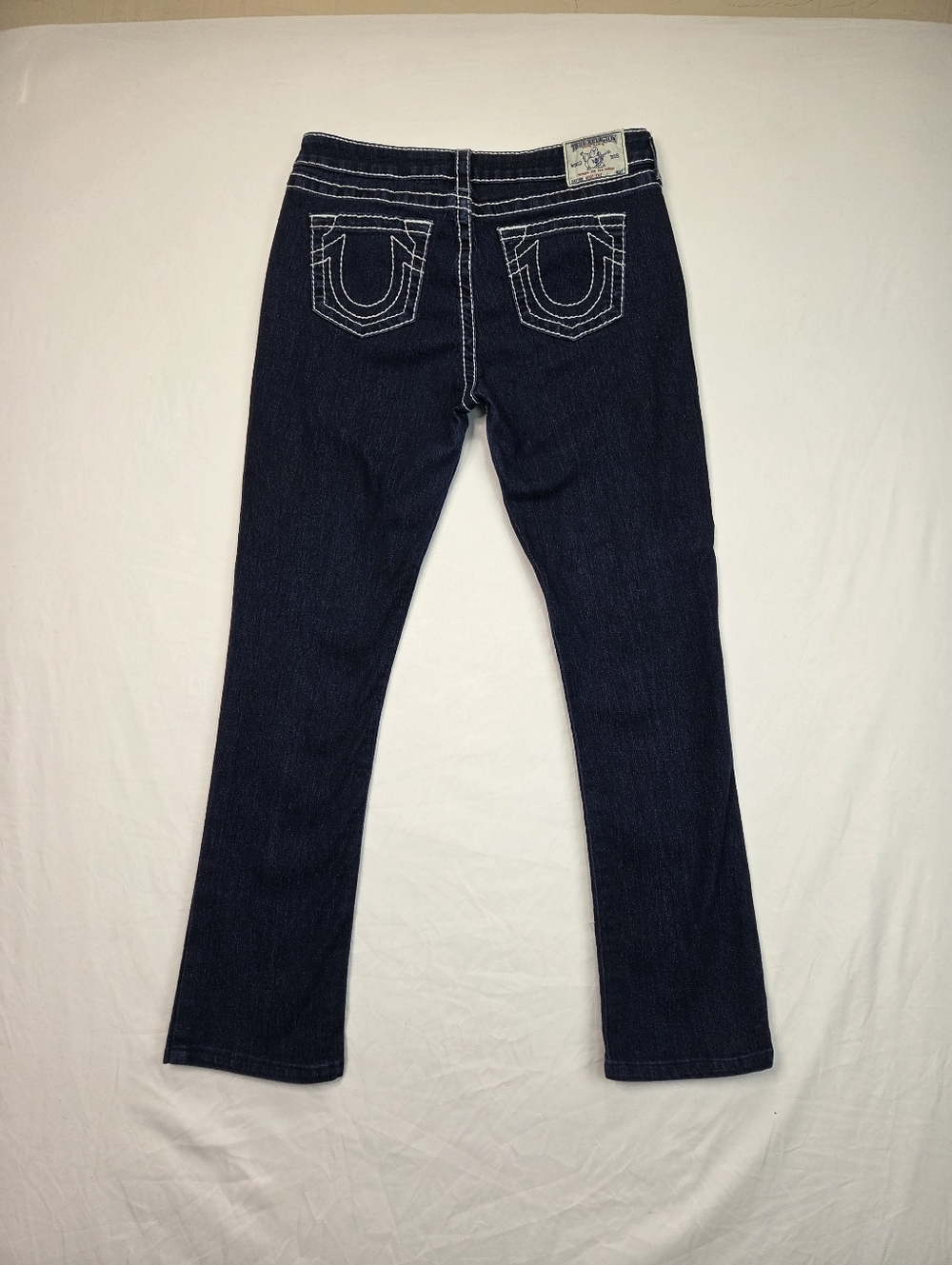 True Religion Bootcut Jeans Size 33 Dark Wash Contrast Stitch Stretch Denim